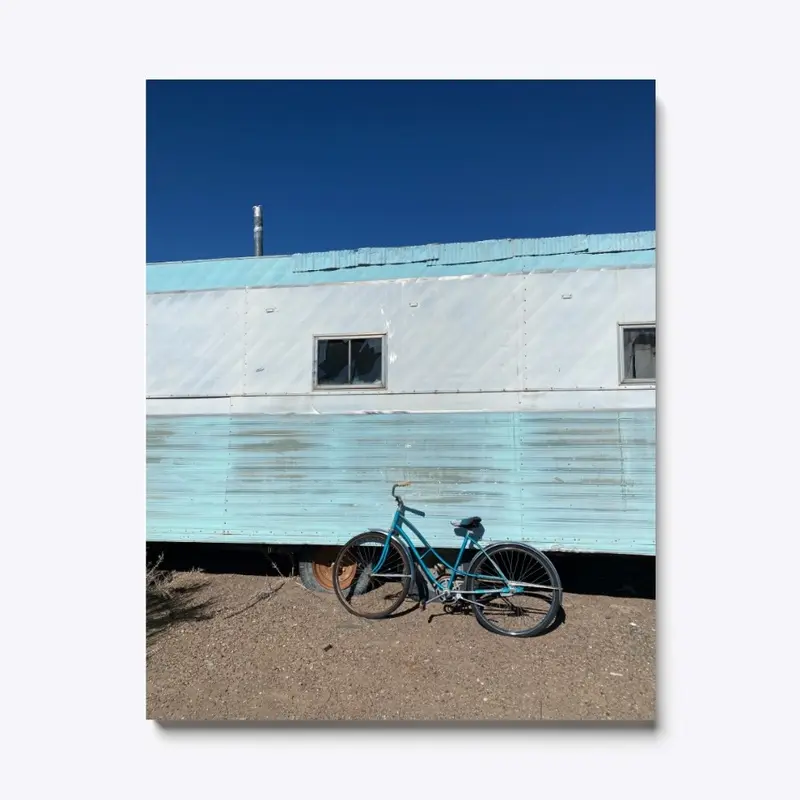 Mid-Century Trailer With Bicycle Leaning